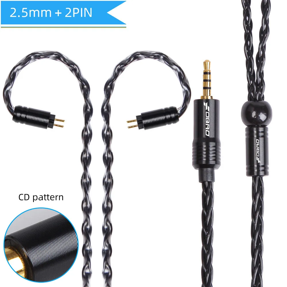 FDBRO DIY 2Pin 2.5mm Earphone Headset Audio Balanced Cable, 8core Mini Oxygen Free Silver Plated Upgrade Line CD Cable