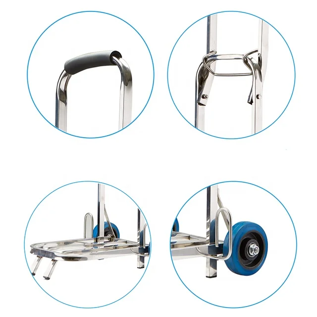 
Stainless Folding Hand Cart Platform Trolley for Warehouse Home Shopping 