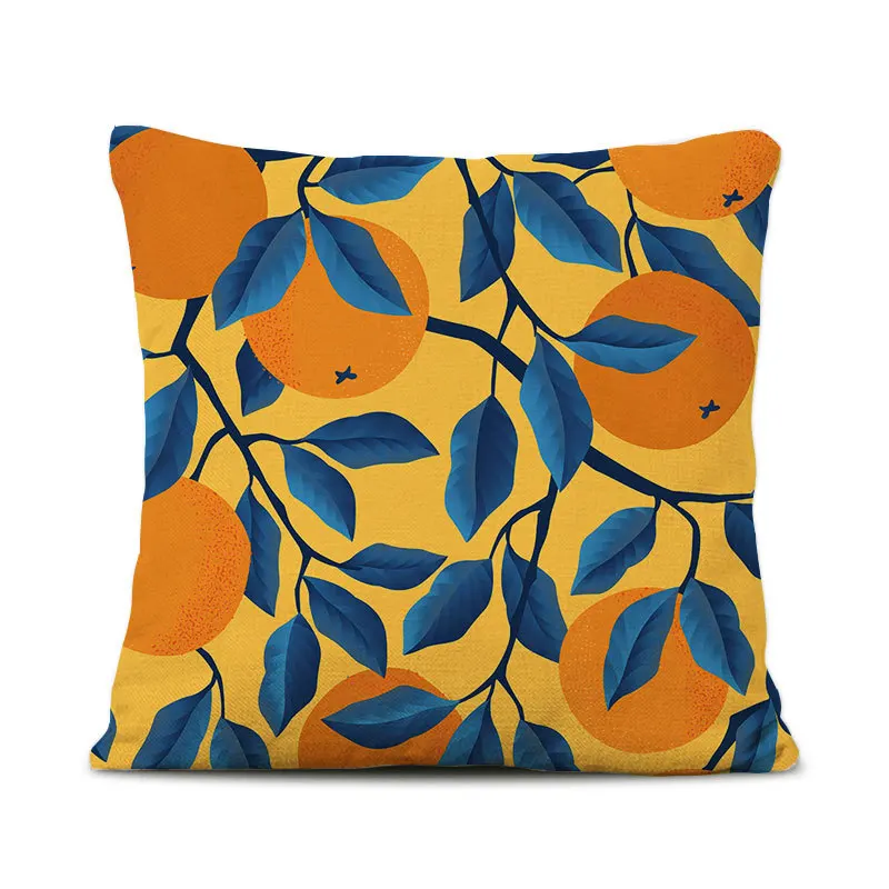 Hot Selling Pillowcase Cushion Living Room Sofa Cushion Fruit Orange Fragrant Pear Small Fresh Cotton Linen Cotton Throw Pillow