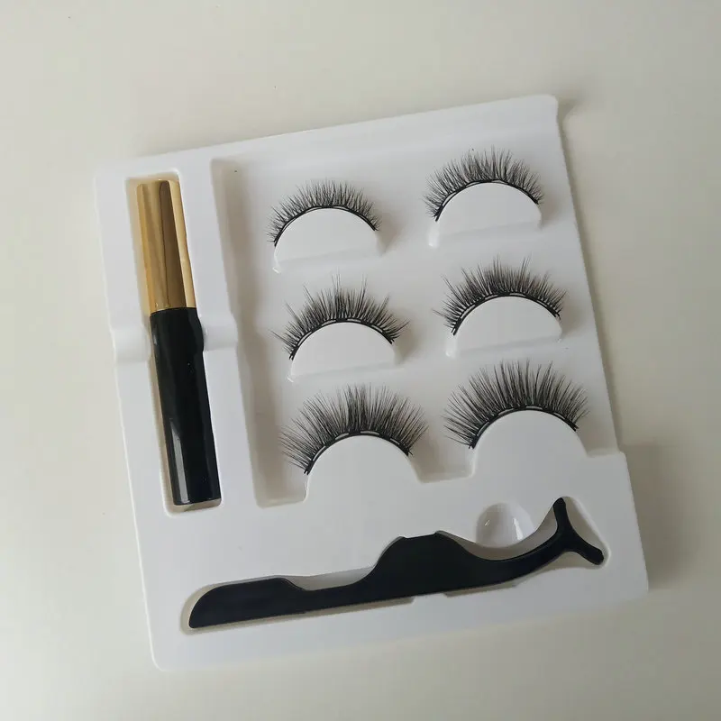 Hot selling 2022 Magnetic Silk Eyelashes Custom Eyelash Magnetic Box 3D Mink Magnetic Eye Lashes with Magnetic Eyeliner Set