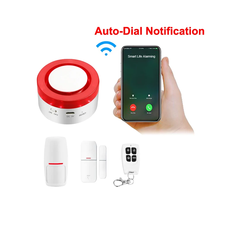 JC smart home security alarm system wifi alarm system home security with window door contact iOS Android APP control