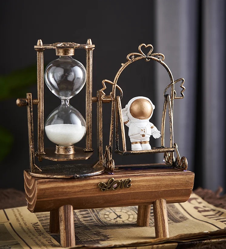 
European style office waiting room furniture with home decoration of astronaut hourglass 