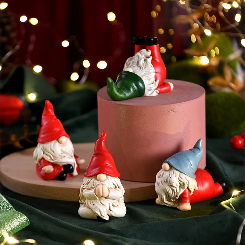 Nordic design Christmas small pendant Christmas faceless elderly crafts cartoon home desktop resin ornaments unique home decor