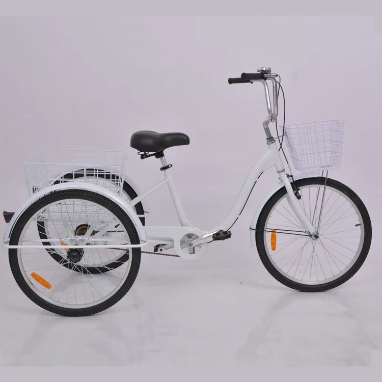 Factory 24 inch Aluminum Alloy Frame Single speed 7 Speed Adult 3 Wheels Tricycle Trick