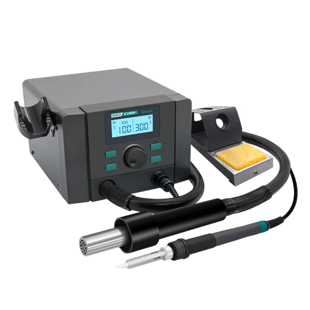 100% Original Quick 8786D+ Digital Display 2 in 1 Hot Air Gun Desoldering Rework Soldering Station For Mobile Phone Repair