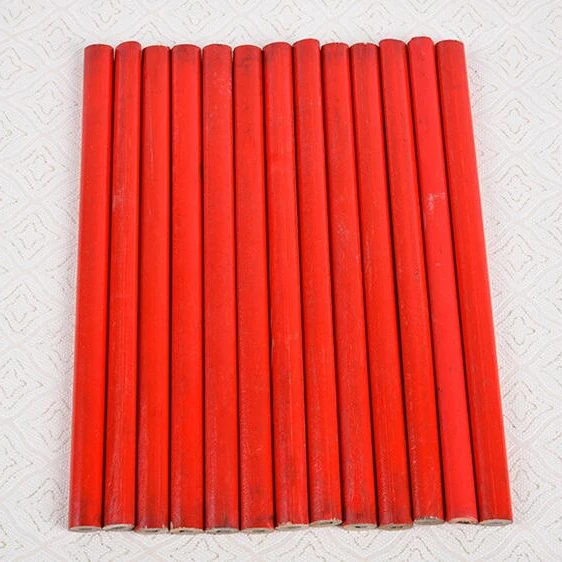 7 Inches Red Carpenter Pencil With Black HB Lead Flat Marker Pencil Octagonal Standard Pencil