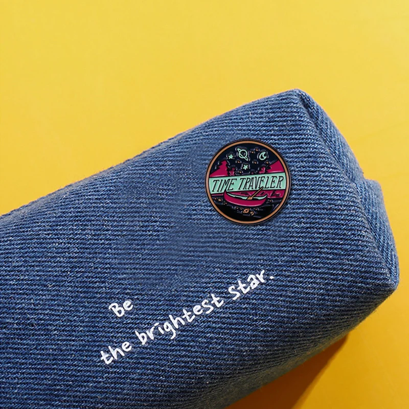 Time Traveler Lapel Pin Sci fi Space Brooch Great Gift for Adventure Friends