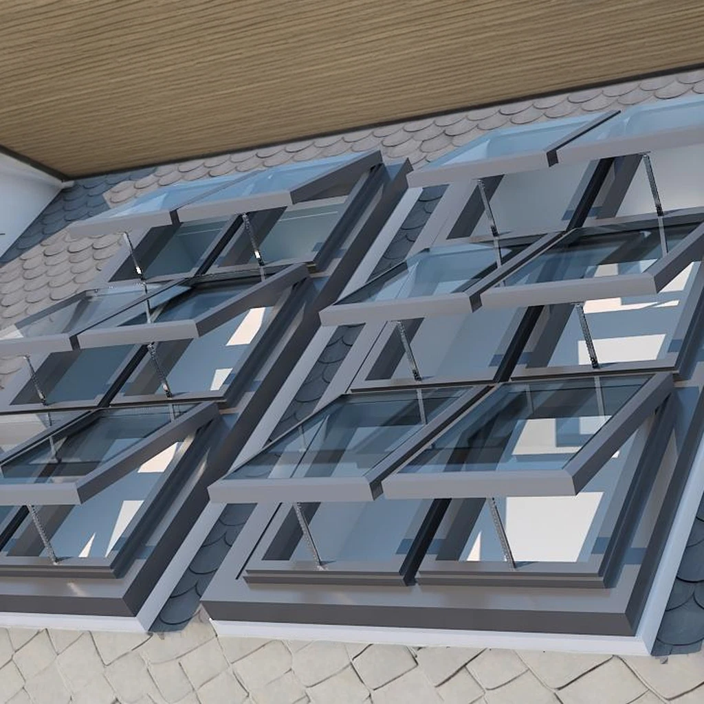 Automatic Top-Hung Chains Sunroof Hidden Frame Remotely Open Electric Skylights Windows Louver Curtain Type Factory Roofs Walls