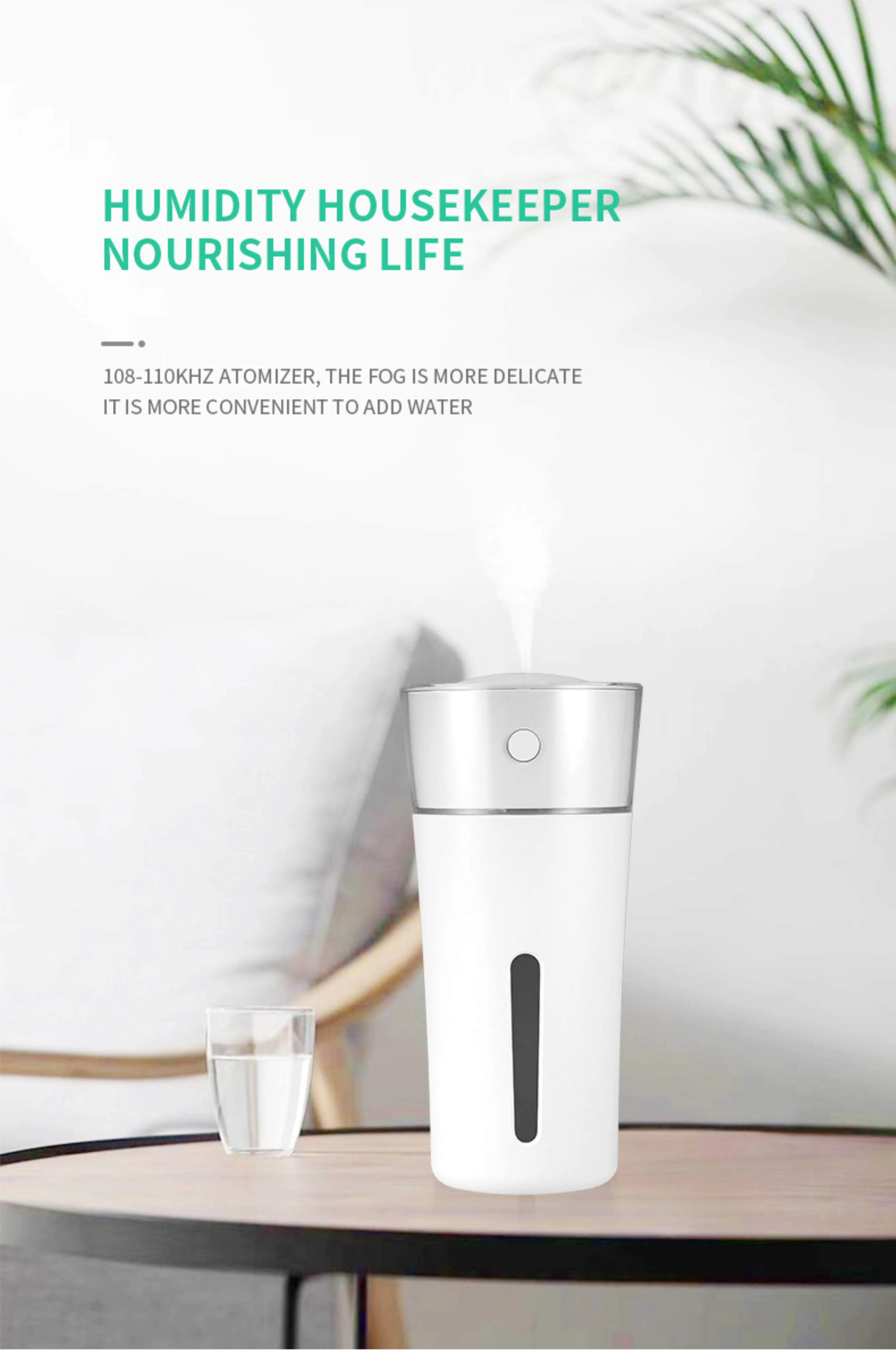 New arrival portable USB night light home office car 330ml humidifier