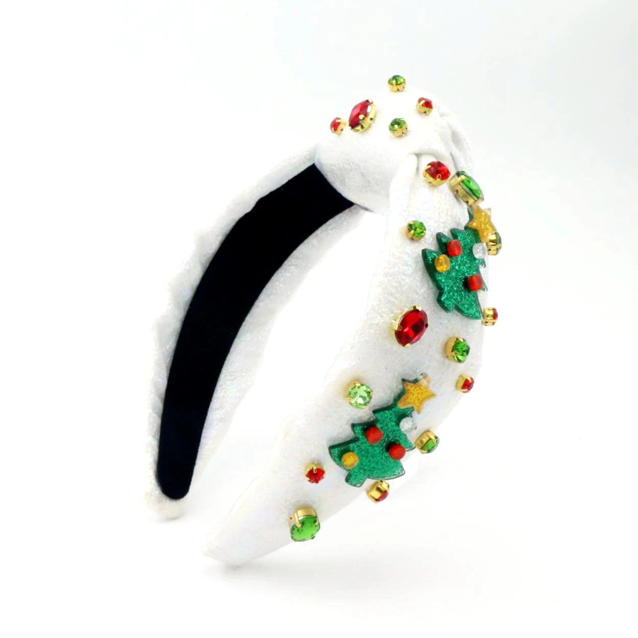 Luxury Sparkly Bling Christmas Tree Top Knotted Custom Women Headband Girl Hairband