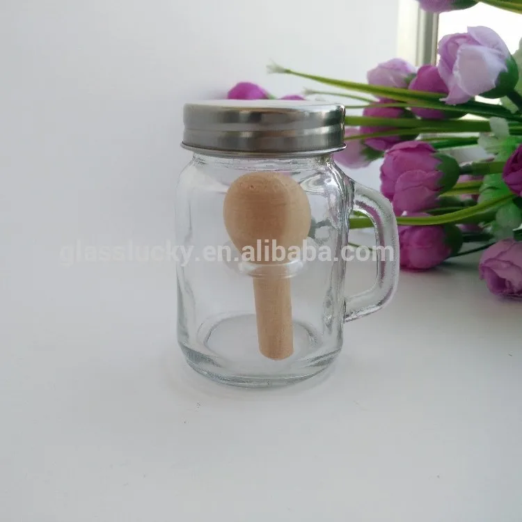 Wholesale glass jar wooden lid with spoon