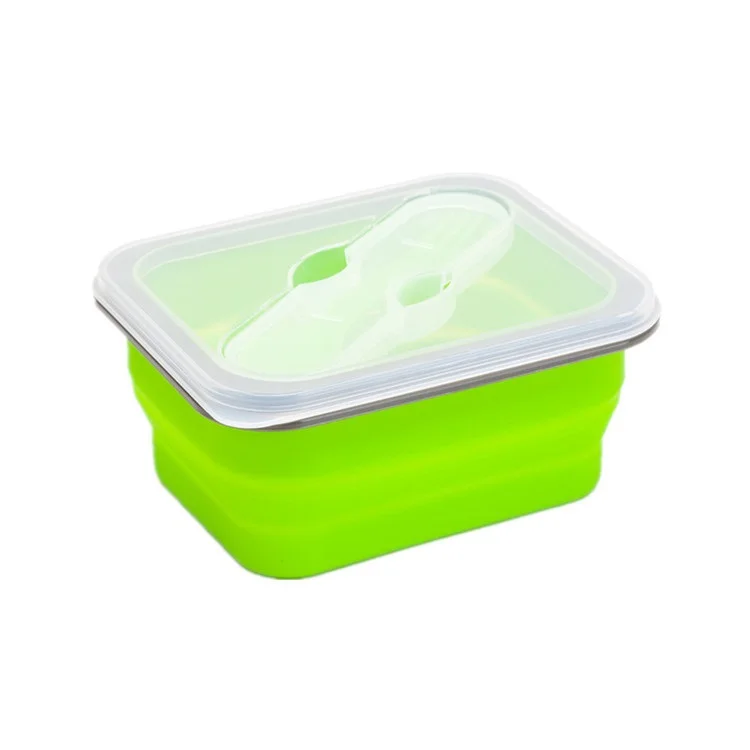 Work Travel Portable Small Eco Friendly Silicone Collapsible Heatable Lunch Box Container