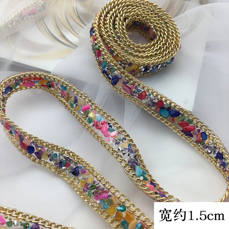 1.5cm width Hot Fix Glass Rhinestone Banding Trim Crystal Hotfix Strass Banding Sticker Appliques