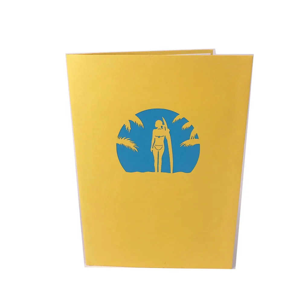 Custom Surfing 3D Pop Up Card Greeting Card