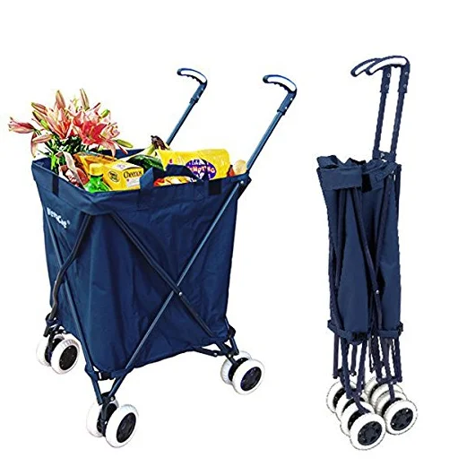 Qingdao factory supermarket folding trolly foldable trolley shopping bag