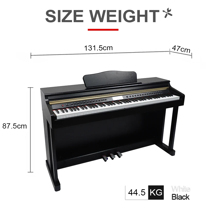 Dinas Full Size 88-Key Response Keyboard 88 Keys Digital Piano Black Color Electronic Keyboard Electronic Piano With Lcd