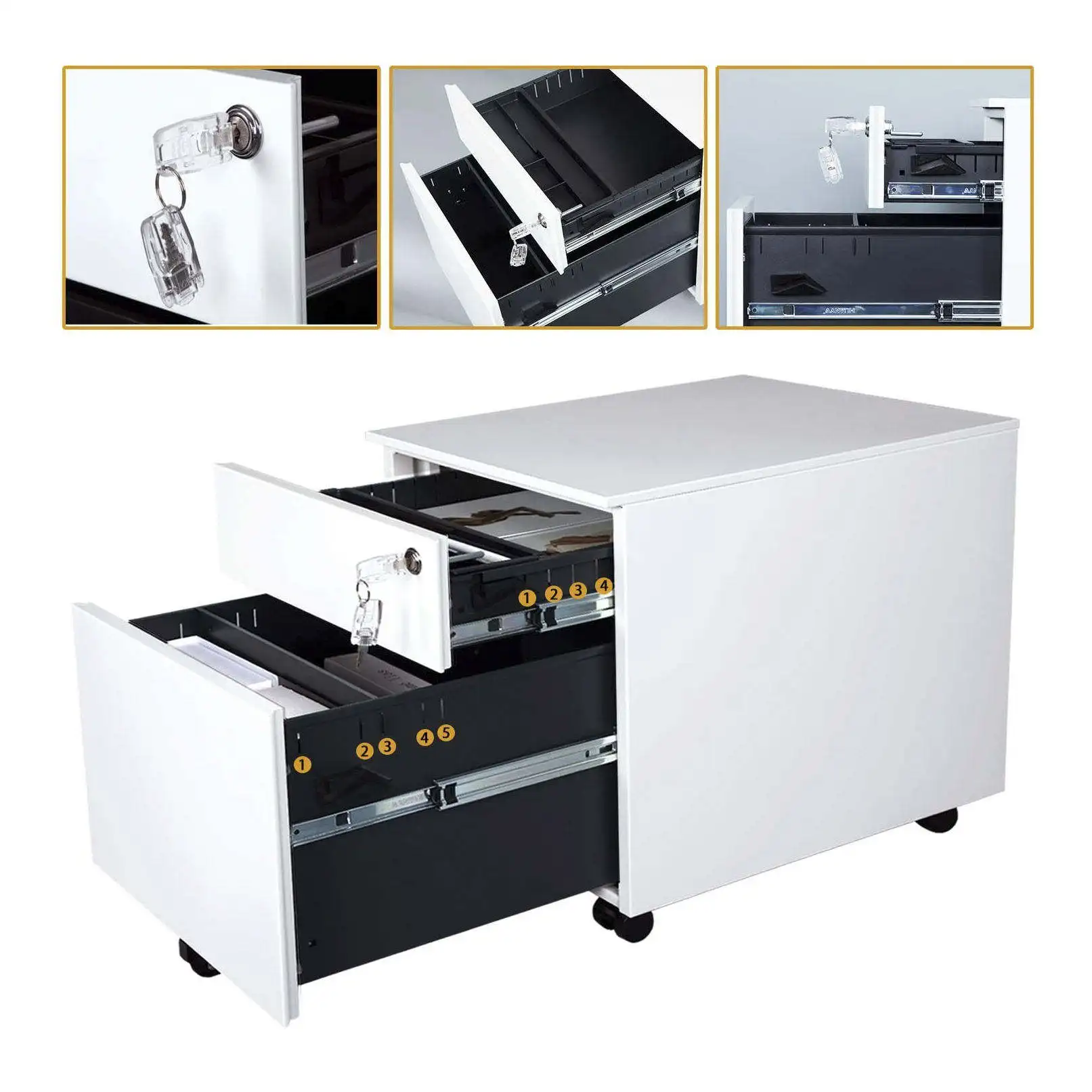 furniture Office under desk mobile pedestal 2 drawer metal hanging storage file cabinet with wheels 2 drawer pedestal