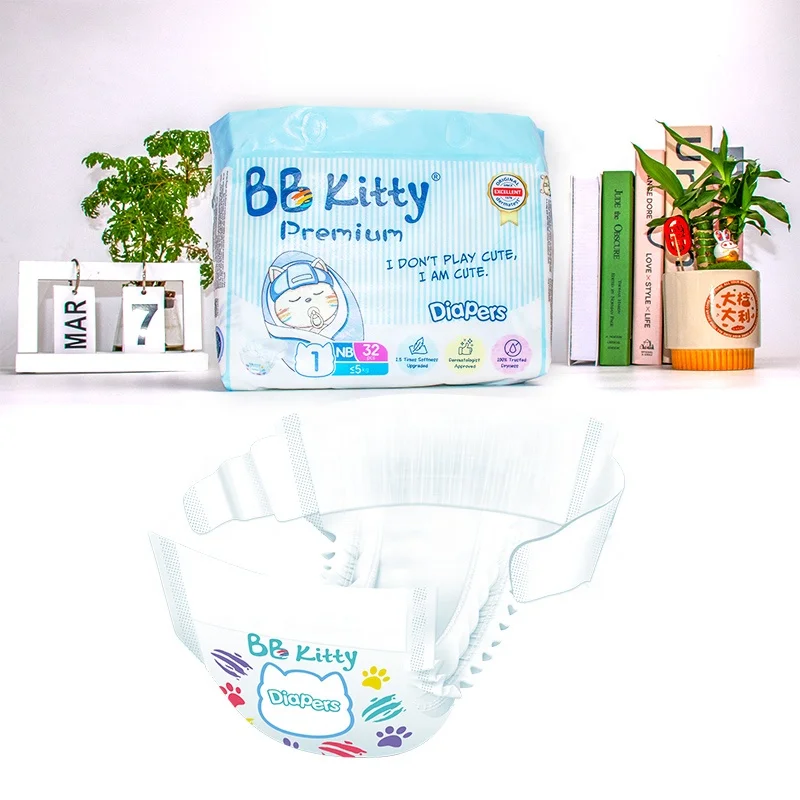 BB Kitty Premium Couche De Pempersing детские подгузники для новорожденных оптовая продажа подгузников