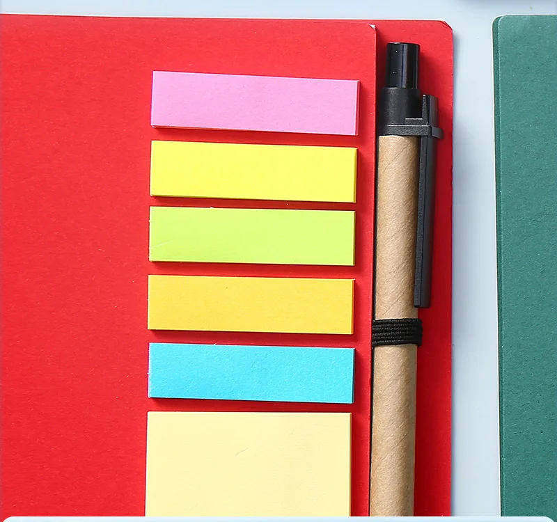 Kraft paper cover spiral binding notepads custom logo printed sticky note stickers memo pad convenience combination with pen
