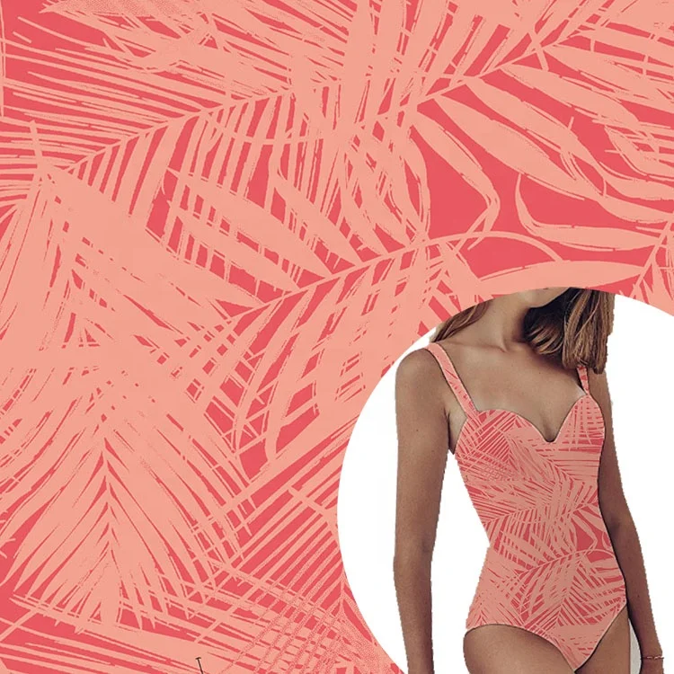 pink plant 4 way stretch polyamide seersucker spandex custom fabric printing camouflage