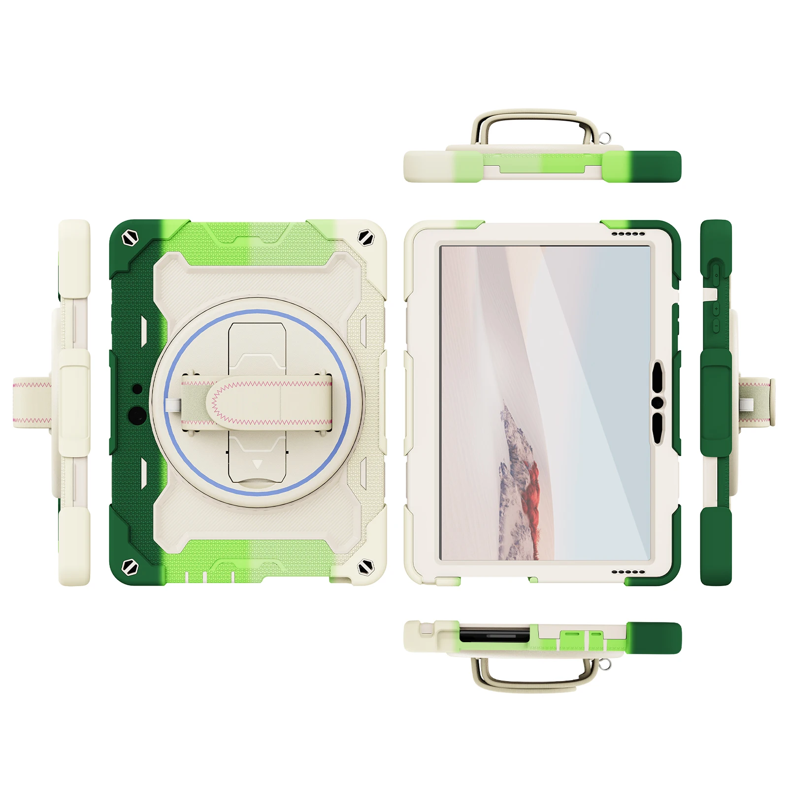 New Style Silicon+PC Hybrid Rugged Case 360 Rotation Heavy Duty Shell Tablet Cover for Microsoft Surface Go 1 2 3