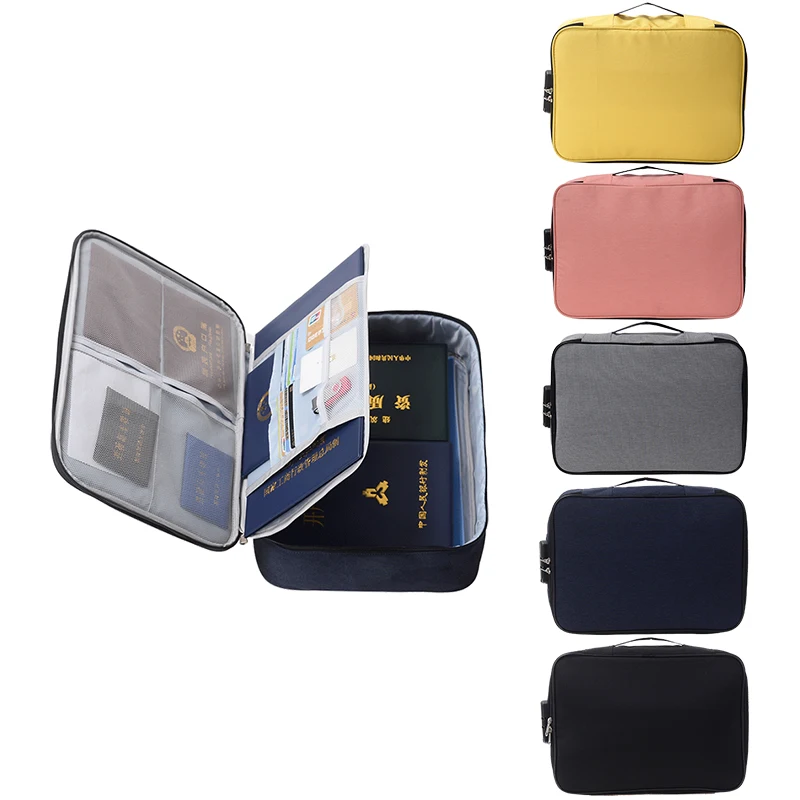 Double Layers Waterproof Travel Certificate File Pack Business Style Document Storage Bag