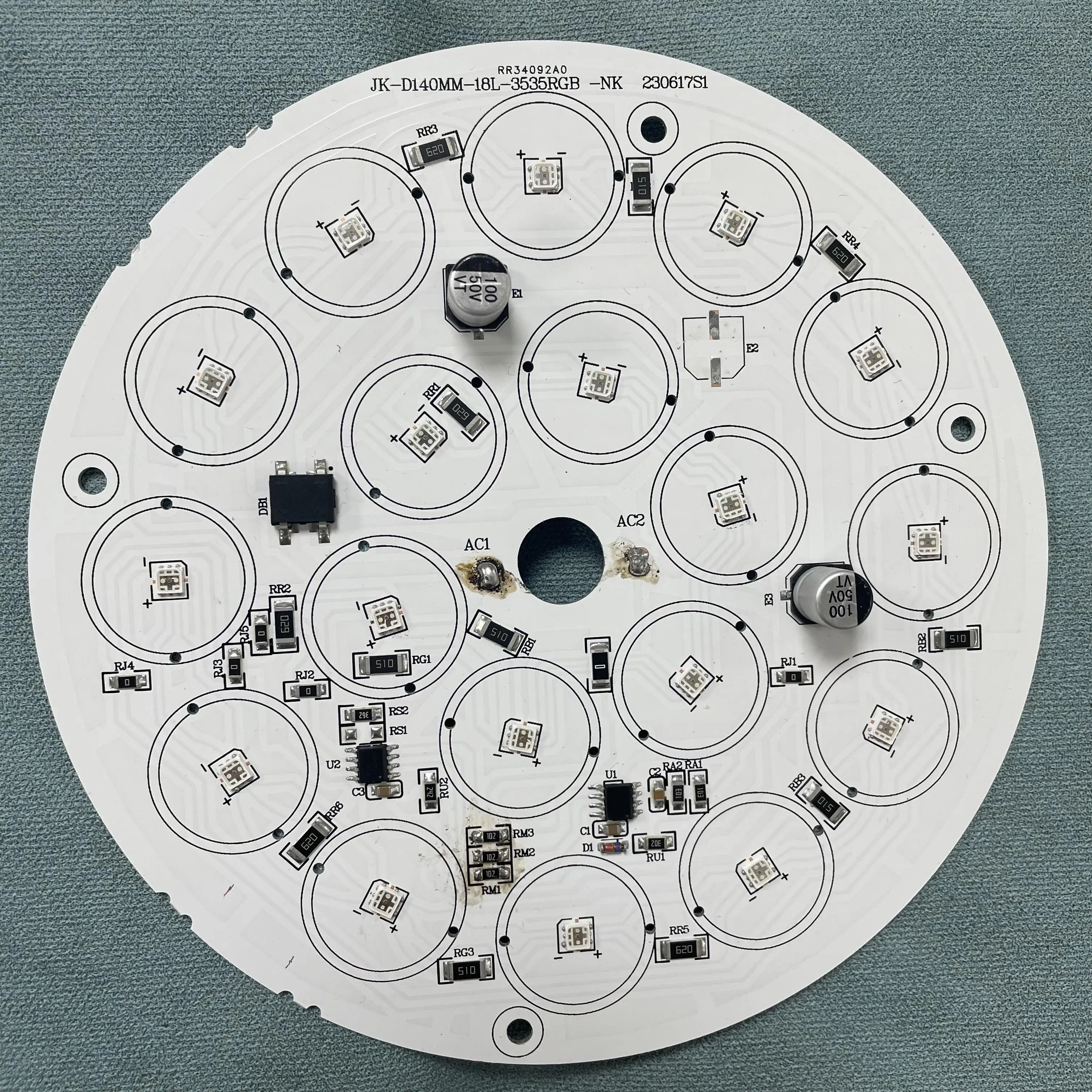DMX512 140mm 24VAC RGB Aluminum PCB Board Module Lighting 24W RGB Color Change Modul LED For RGB LED Washer