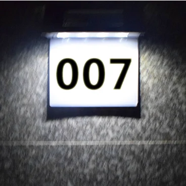 Outside modern diy metal wall mounted Solar powered light up house number address sign plaque led light for yard mailbox