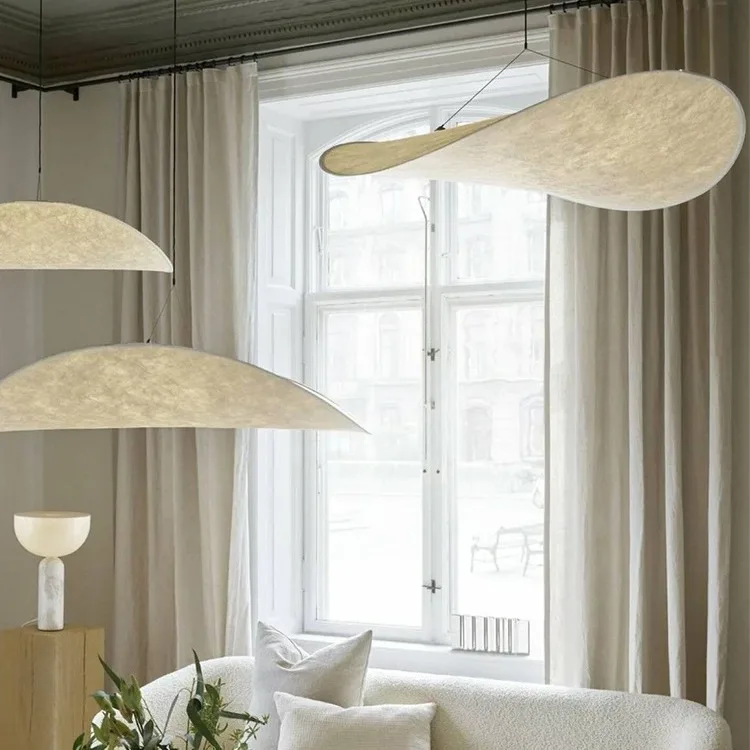 Nordic Silk  Chandelier LED Handmade Milky White Pendant Light for Bedroom Living Room Cafeteria Kitchen Home Decoration