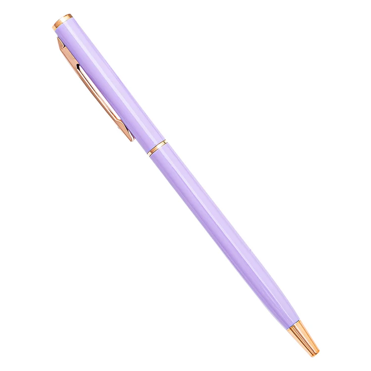 Amerpromo Gift Promotional Ball Pen Customized Logo Black White Slim Metal Body Twist Ballpoint Pen