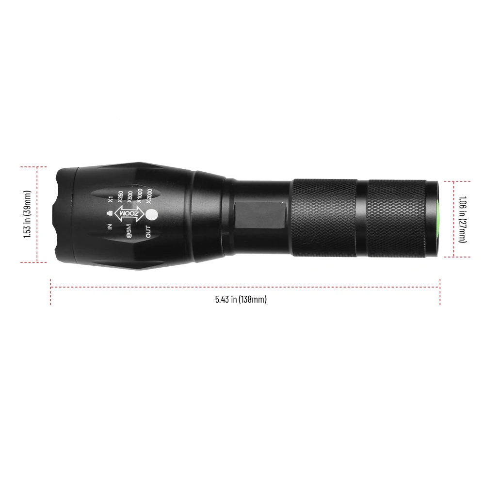 800 Lumen Tactical aluminum body Rechargeable Battery China Powerful Led Torch Flashlights