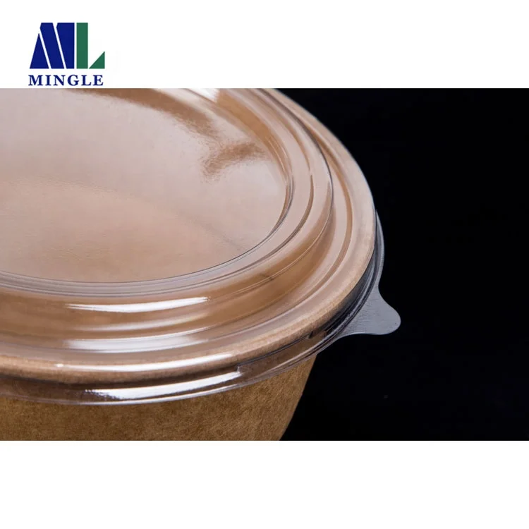 
500ml 750ml 1000ml 1300ml Kraft Compostable Salad Bowls with PET Lid,Take Away Salad Bowl 