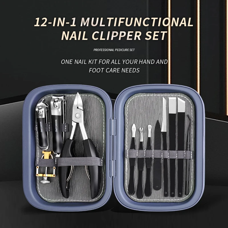 Stainless Steel Pedicure Tools Set Black Pink Finger Toe Nail Clipper Cuticle Nipper