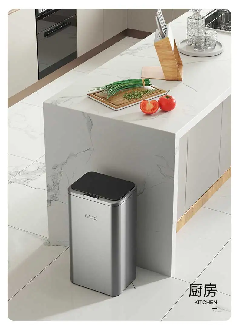 Rectangle Intelligent stainless steel trash can Electric Self Sealing Motion Garbage Smart Touchless Dustbin Automatic Bin