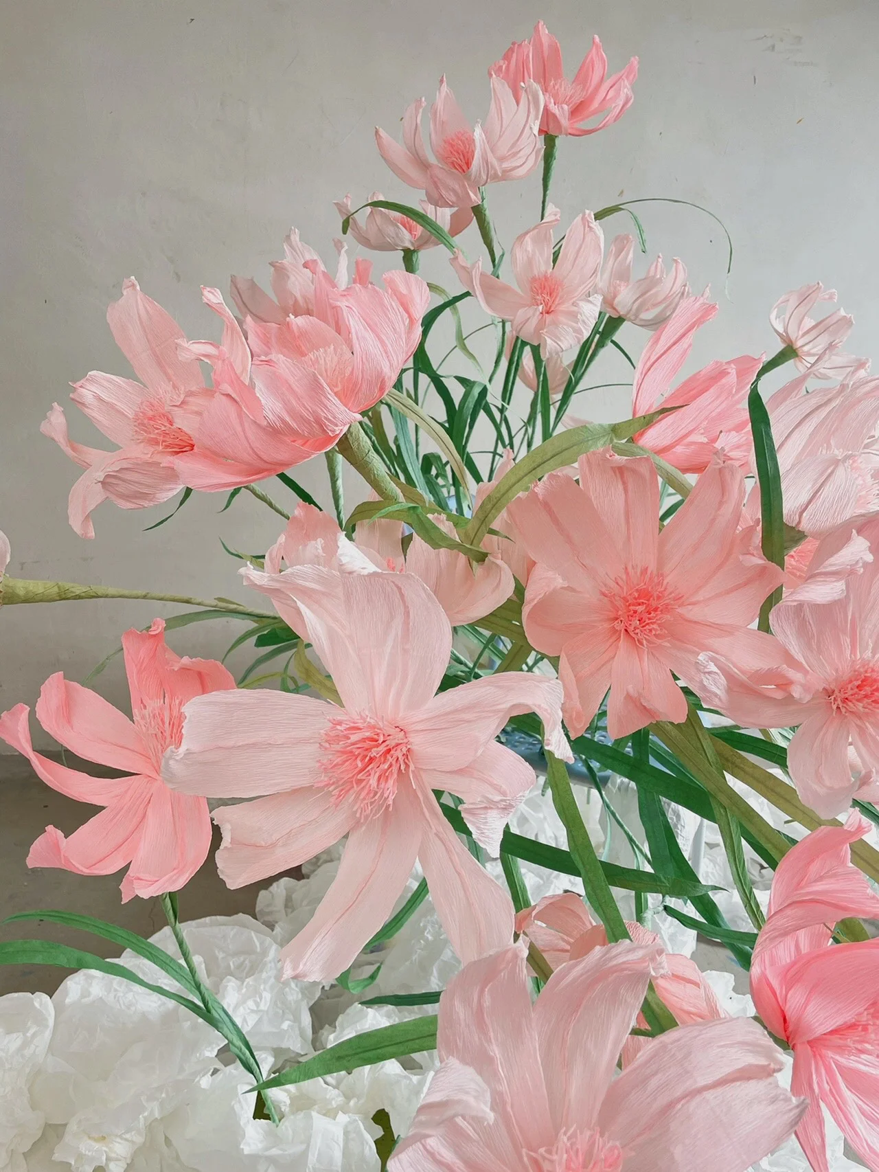 W-169 Wholesale Artificial pink giant paper flowers for Wedding photo booth Backdrop decoration