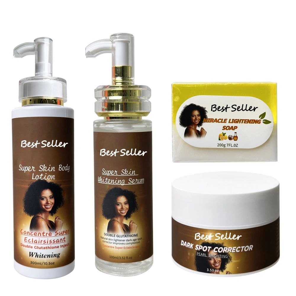 Hot selling vitamin c face serum for women skin care set lemon soap face cream whitening body lotion skin care kit