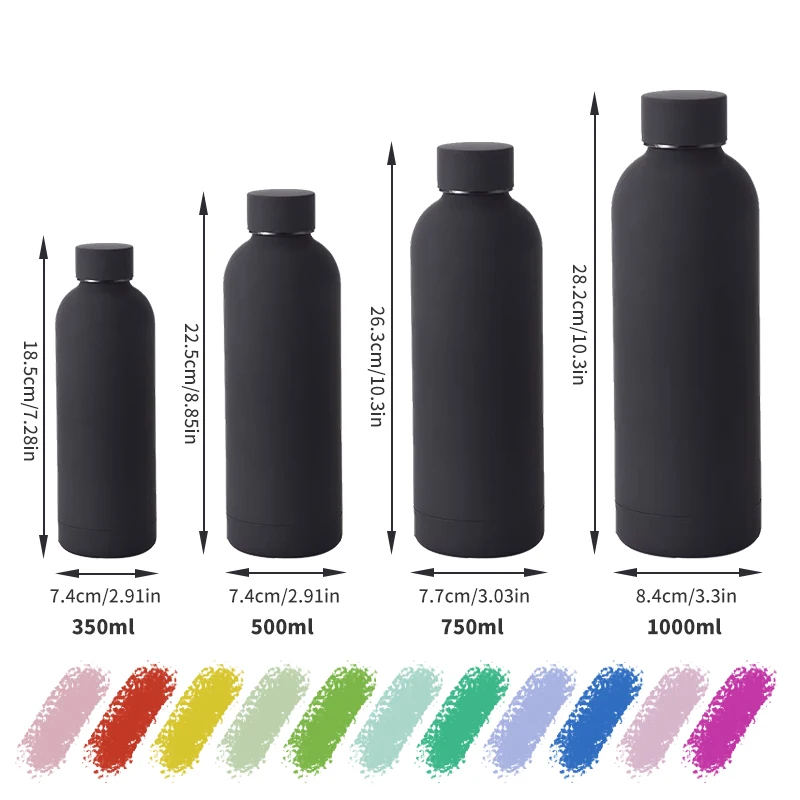 Stainless Steel  Sample available Drink Bottle Rubber Paint Double Walled 500ml 750ml Water Bottle Custom Logo With Bpa Free