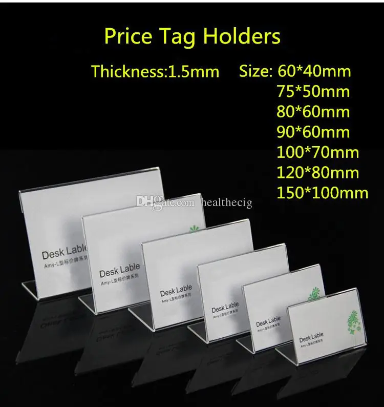 Clear L Shape Acrylic Table Sign Price Tag Label Display Paper Promotion Card Holder Stand High Quality