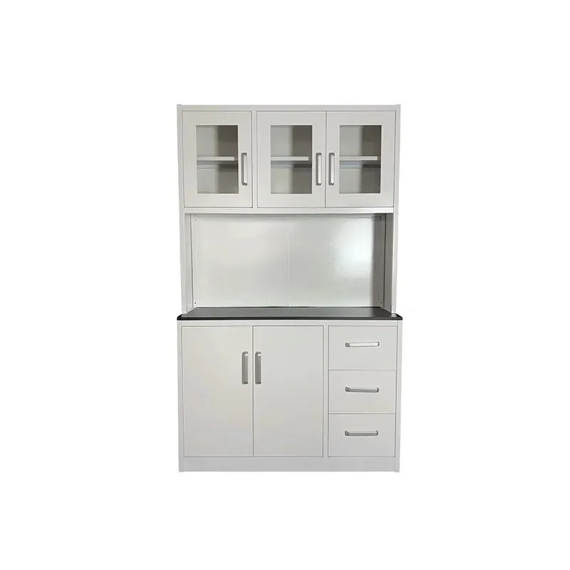 Cheap flat pack commercial apartment metal steel kitchen storage cabinet design with doors and drawers
