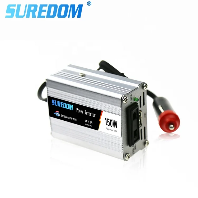 Suredom dc 12v to ac 110v 220v 150w electrical rechargeable solar off grid inverter