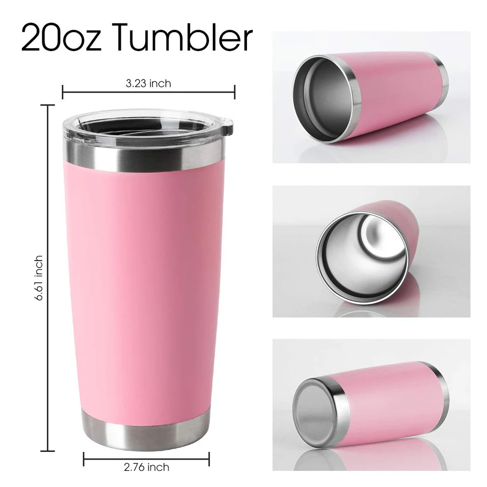 2024 Wholesale Customizable 20oz Stainless Steel Travel Thermal Vacuum Coffee Mug with PP Lid Eco-Friendly Drinkware with Straw