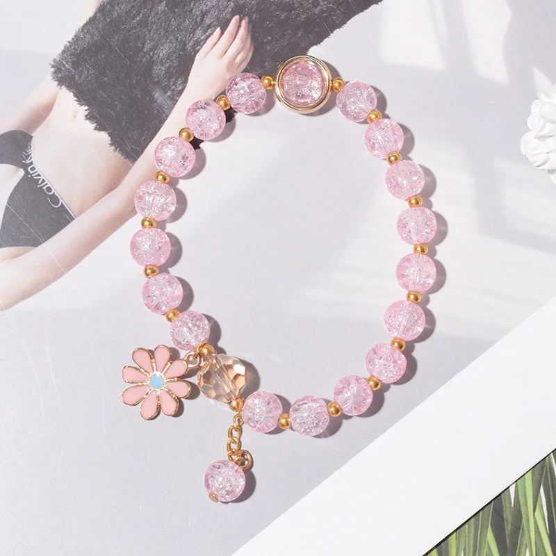 Timed Promotions New Flower Pendant Colorful Crystal Glass Beaded Bracelets 8mm Beads Bangle Chain Sets Jewelry Making