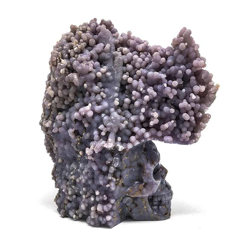 Wholesale natural Amazing Hand Carved grape agate skulls  purple crystal crafts heading crystal Skulls for decoration and sale