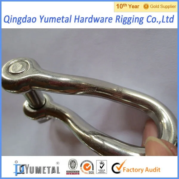Hardware Rigging Twist Shackle Stainless Steel Polished Shandong European Type Bright Finish 4-24mm Metric YML