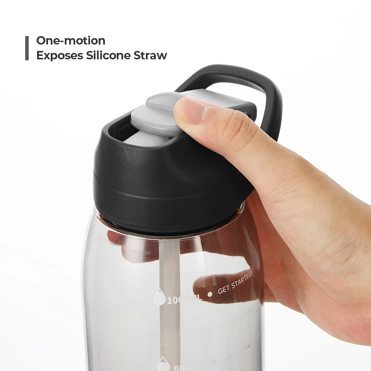 new personalized custom 40oz 1 litre summer transparent tritan plastic water drink bottle with straw and handel for sports