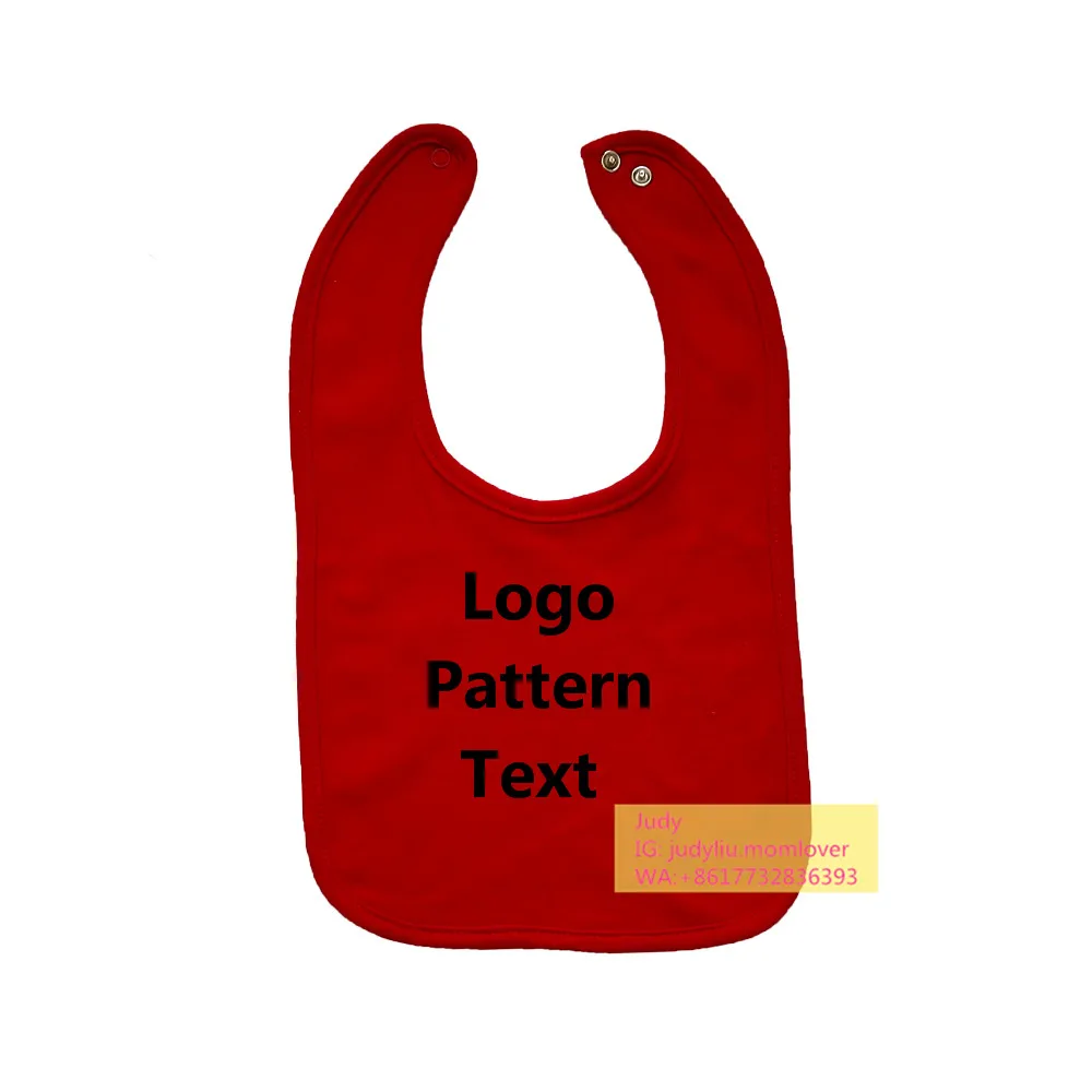 Custom logo washable 100% organic baby rounded bib u shaped bibs cotton  baby bandana drool bibs