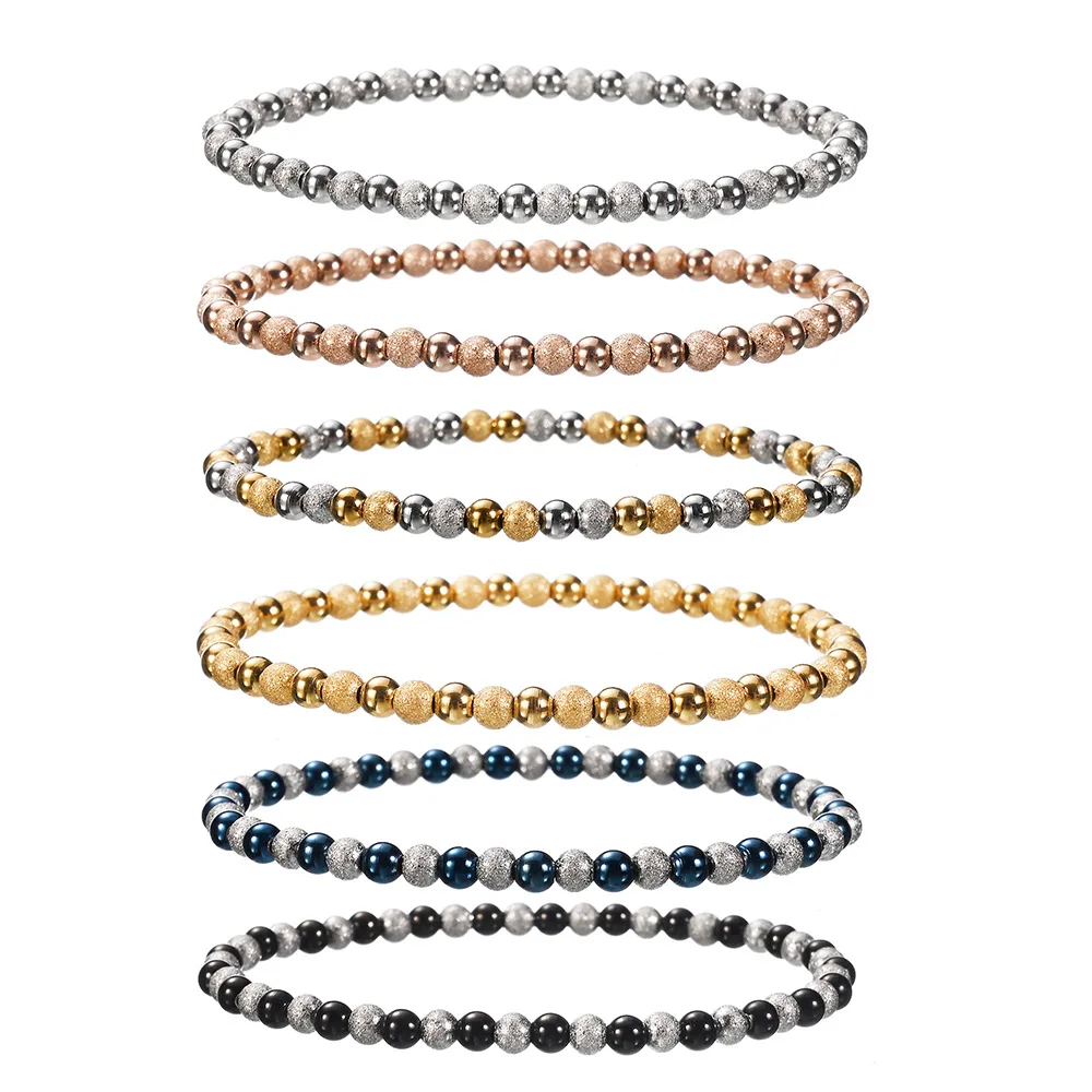 waterproof jewelry for women High quality 18K Gold charm sand ball shiny beads mixed color stretch bracelet