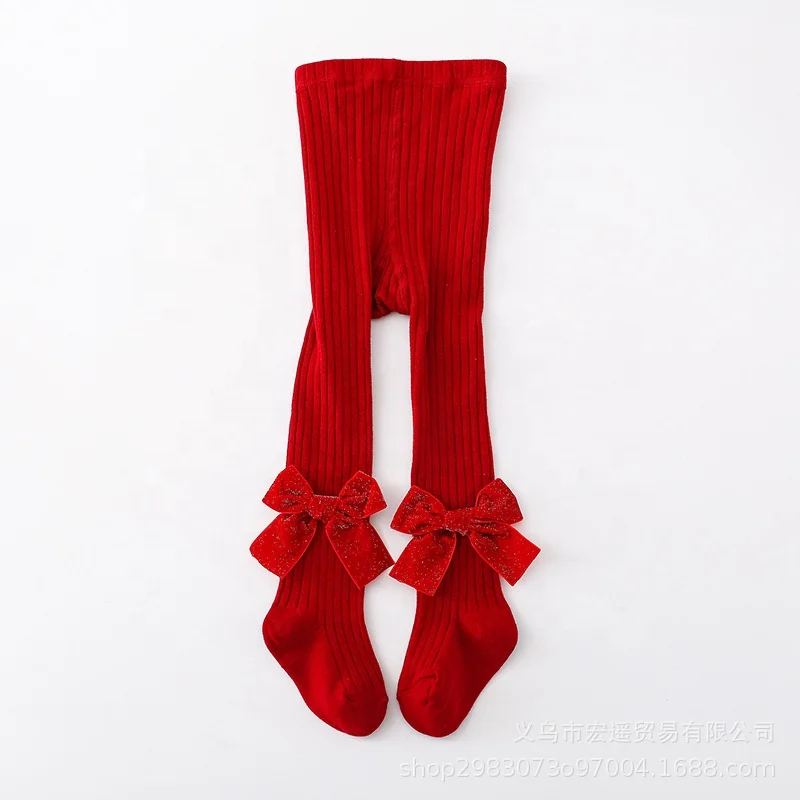 Autumn and winter baby leggings Chinese style red festive children British girls pantyhose