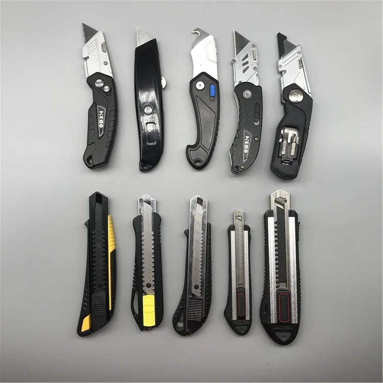 Professional zinc alloy utility retractable safe carton box cutter heavy duty utility carpet knife