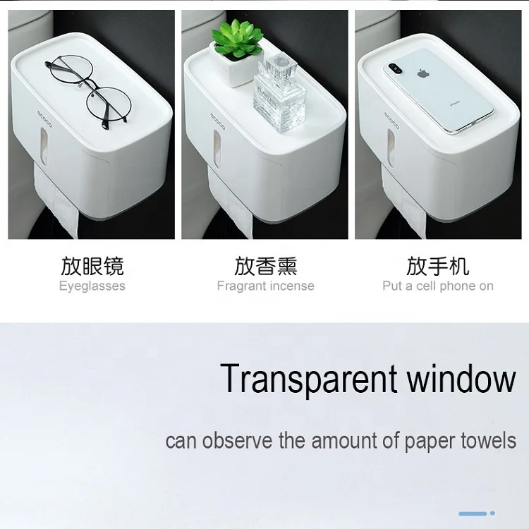2023 Best Seller Novelty Plastic Bathroom Toilet Roll Paper Holder Kitchen Sink Waterproof Paper Towel Holder with Phone Shelf